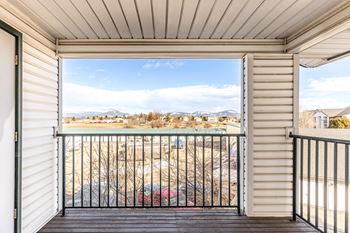 The view from a large balcony at North Pointe Apartments in Post Falls, ID.